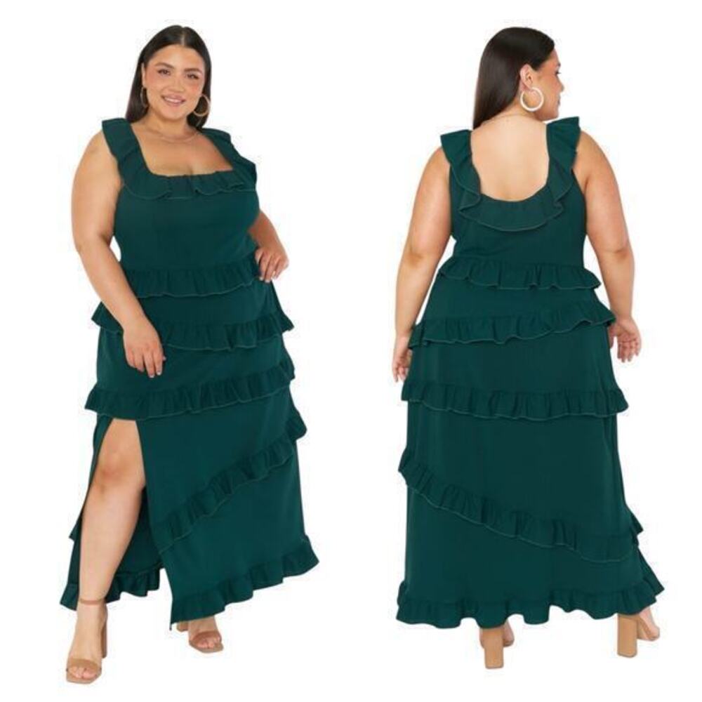 Show Me Your Mumu Ruffled Greta Dress in Emerald Stretch size XXL
